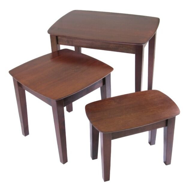 Corinth Wooden Nesting Table Set of 3 - Brown - Image 3