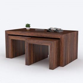 Carlisle Coffee Table With Pull Out Stools - Natural Finish - Image 4