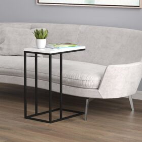 Anafi Sheesham Wood C-Shape End Table - White