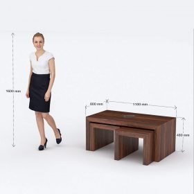 Carlisle Coffee Table With Pull Out Stools - Natural Finish - Image 7