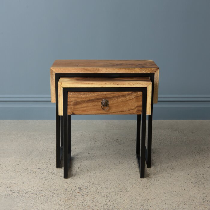 Larissa Wooden Nesting Table Set of 2 – Brown