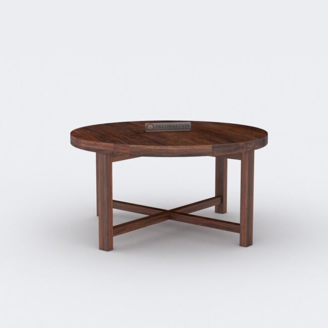 Leicester Circular Coffee Table with 4 Stools - Brown - Image 6