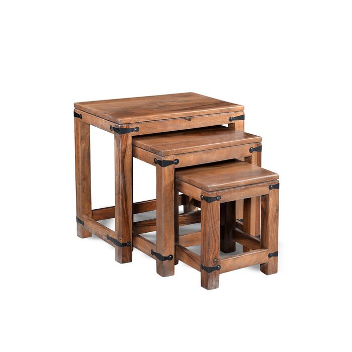 Volos Wooden Nesting Table Set of 3 – Brown