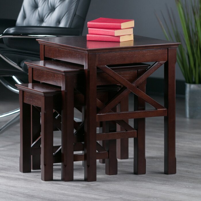 Delphi Solid Wood Nesting Table Set of 3 – Brown