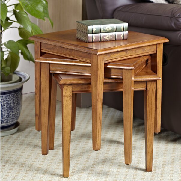 Kerkyra Wooden Nesting Table Set of 3 – Light Brown