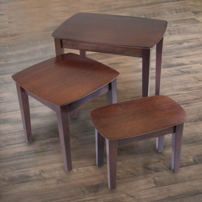 Corinth Wooden Nesting Table Set of 3 - Brown - Image 5