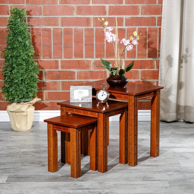 Attica Wood Nesting Table Set of 3 – Natural Finish