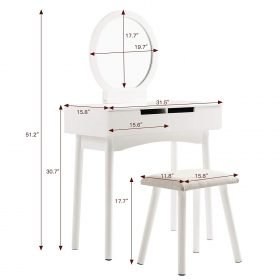 Iasus Wooden Dressing Table - White - Image 5