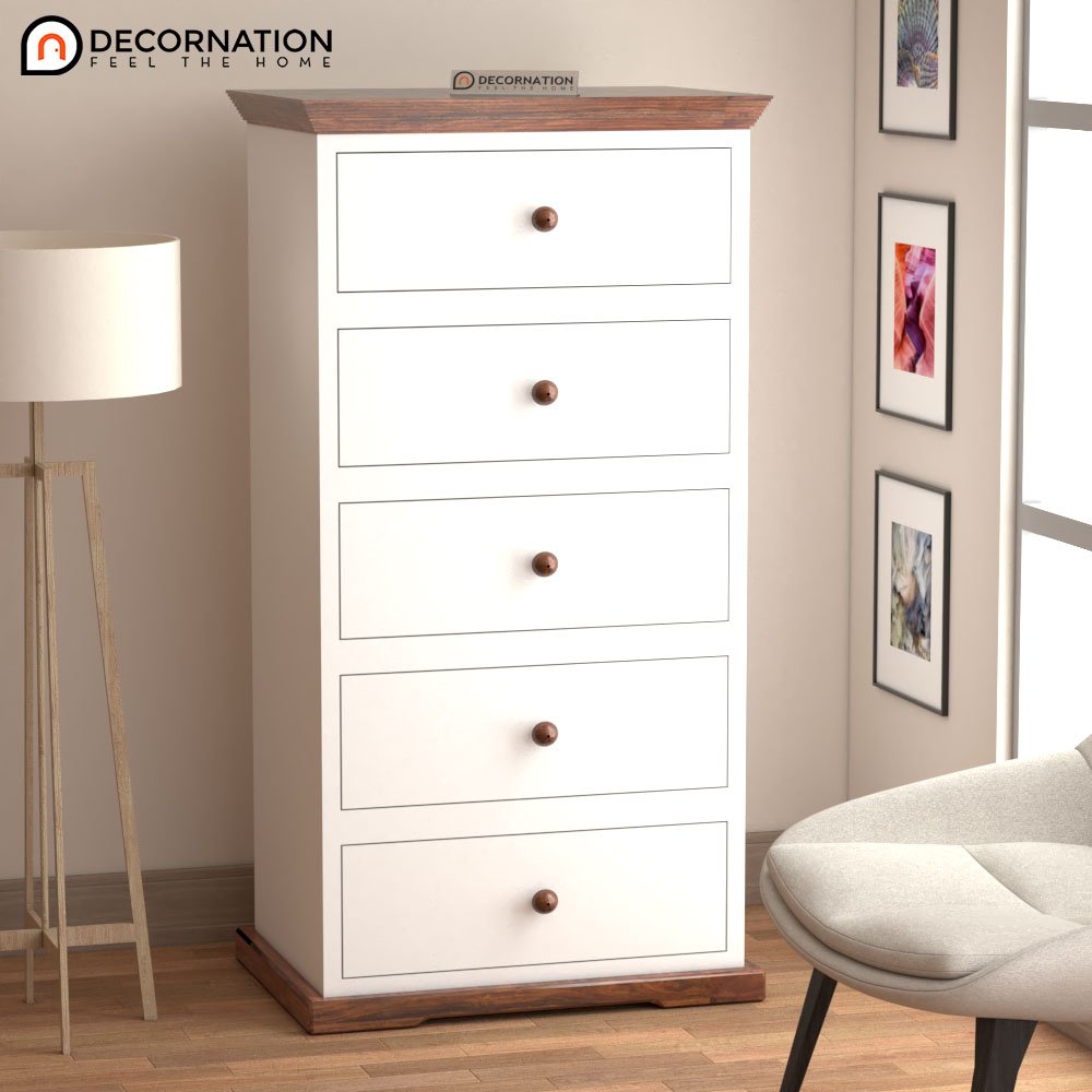 Siret Wooden Storage Cabinet with 5 Drawers – White