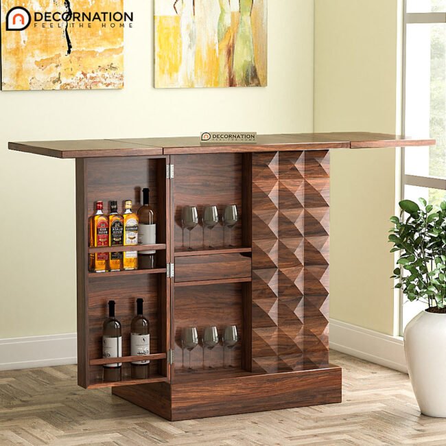 Laredo Wooden Bar Unit Cabinet - Dark Brown