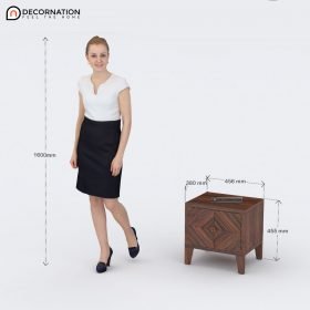 Tweed Storage Wooden Bedroom Side Table - Brown - Image 2
