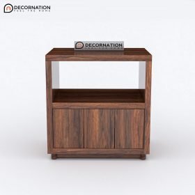 Eudora Wooden Storage Bedroom Side Table - Brown - Image 2