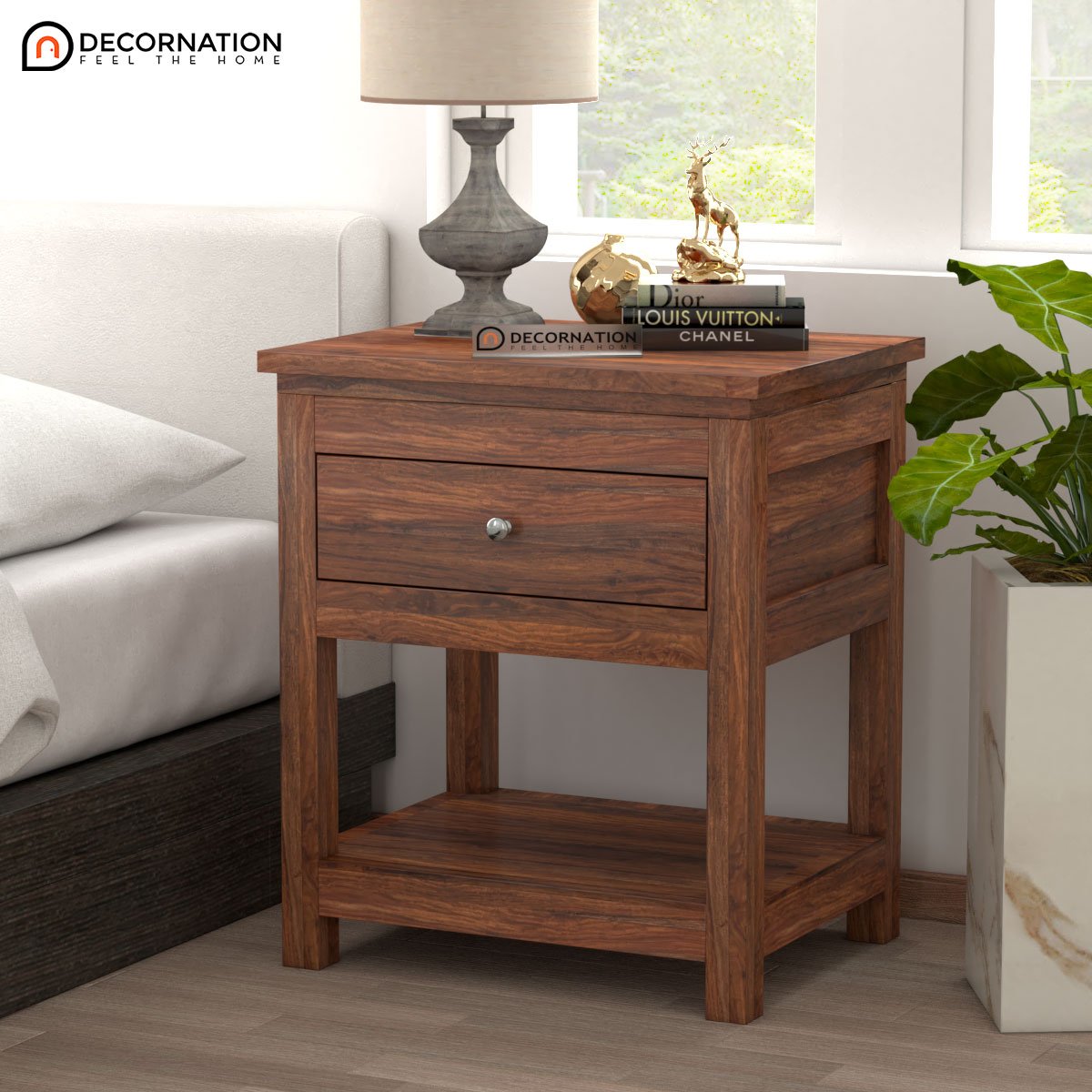 Jace Wooden Bedroom Side Table – Natural Finish