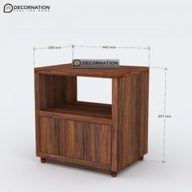 Eudora Wooden Storage Bedroom Side Table - Brown - Image 4