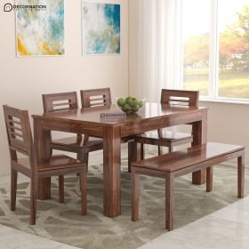Bilzen Wooden 6 Seater Dining Table Set - Image 2
