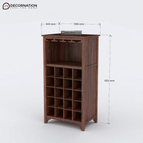 Agape Wooden Storage Bar Unit Cabinet - Brown - Image 4
