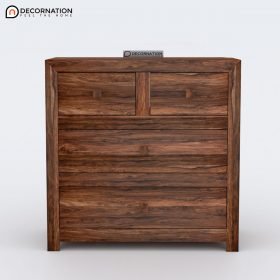 Bemus Wooden Storage Cabinet with Drawers - Natural Finish - Image 2