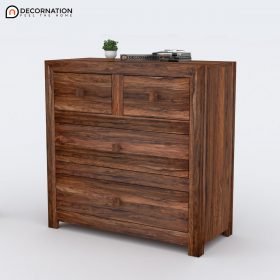 Bemus Wooden Storage Cabinet with Drawers - Natural Finish - Image 3