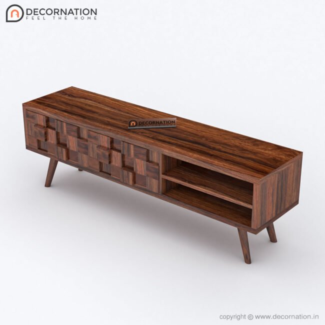 Tymon Wooden Storage TV Table - Brown - Image 3