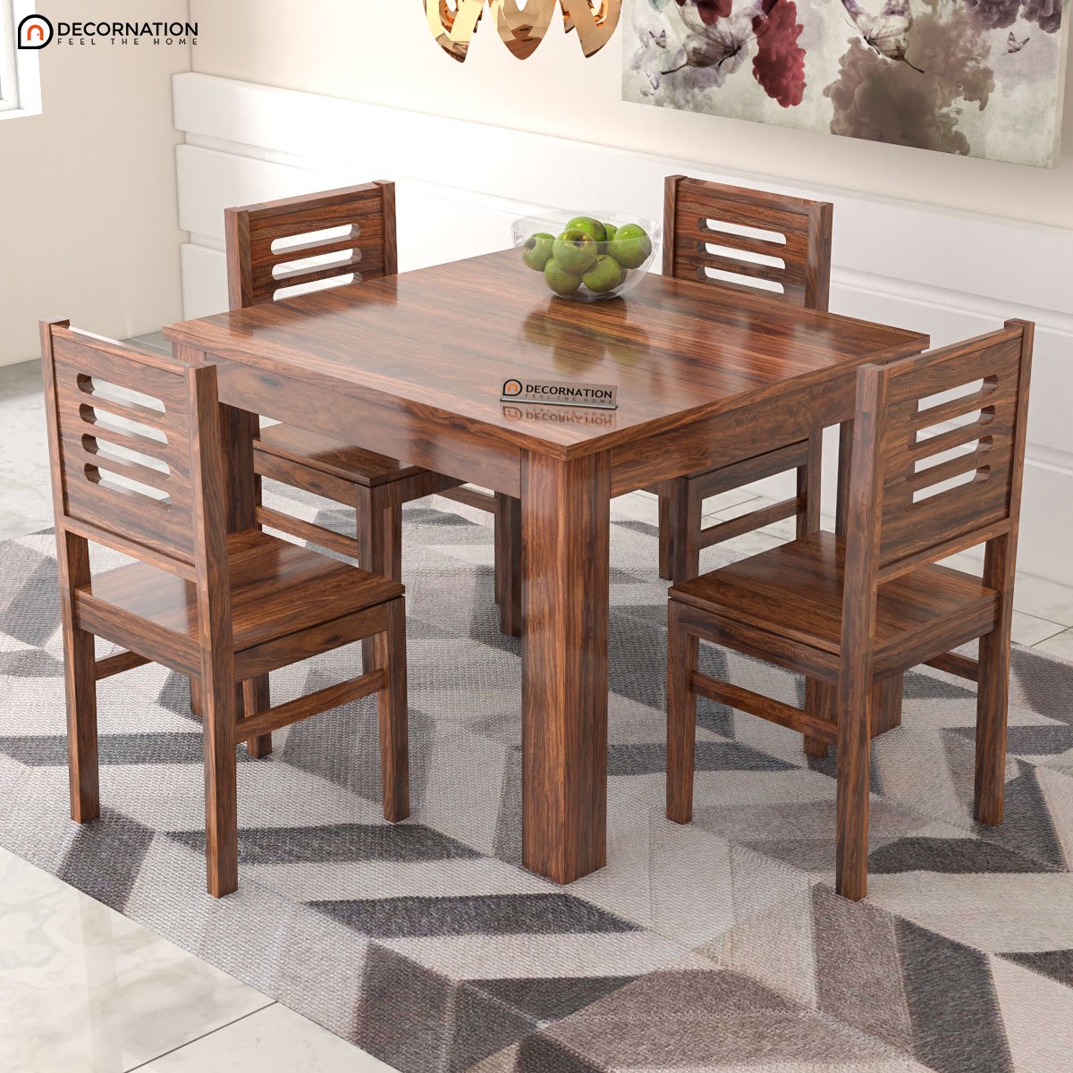Diest Wooden 4 seater Dining Table Set