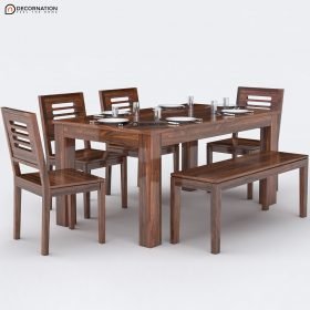 Bilzen Wooden 6 Seater Dining Table Set - Image 3