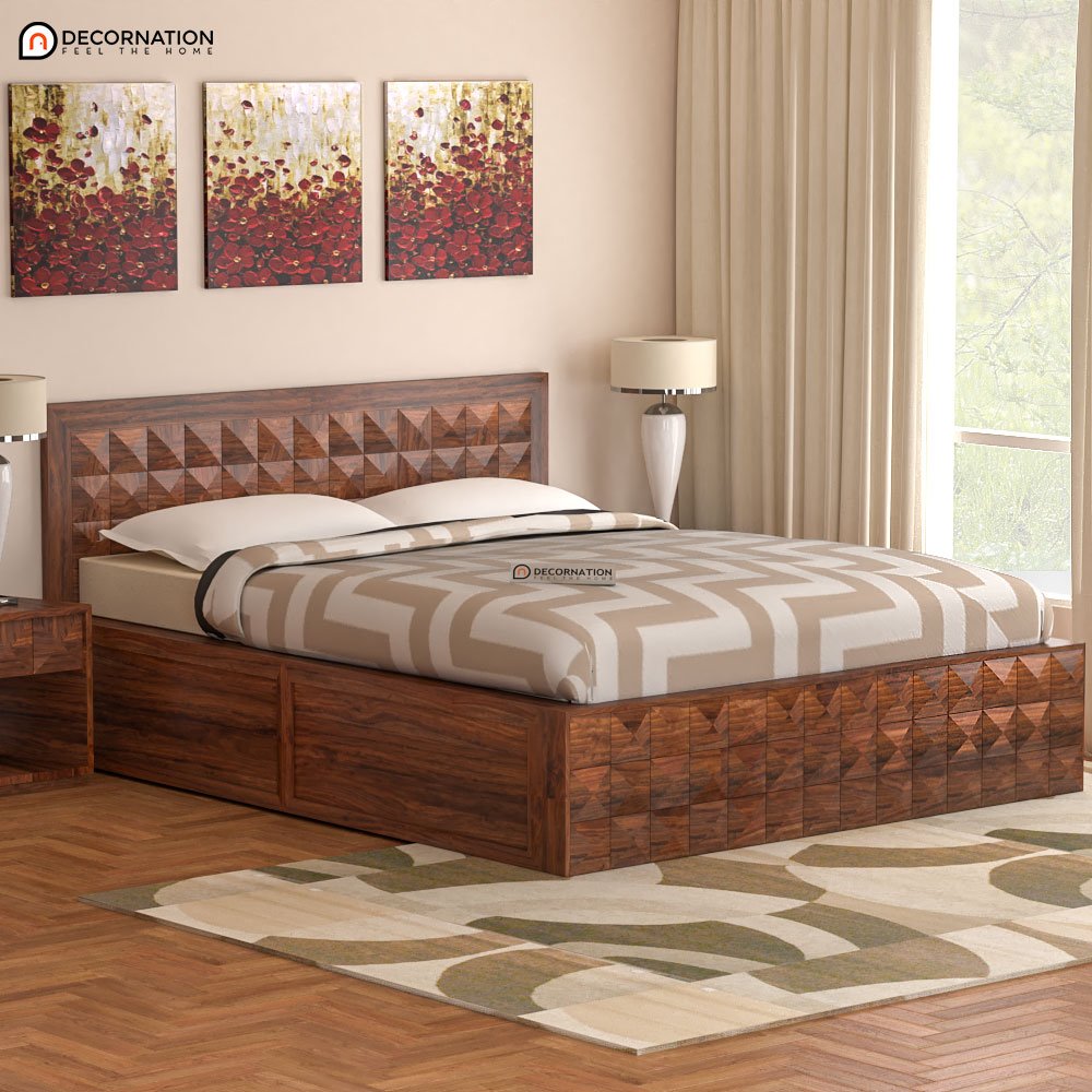 Aalst Solid Wood Storage Double Bed – Brown