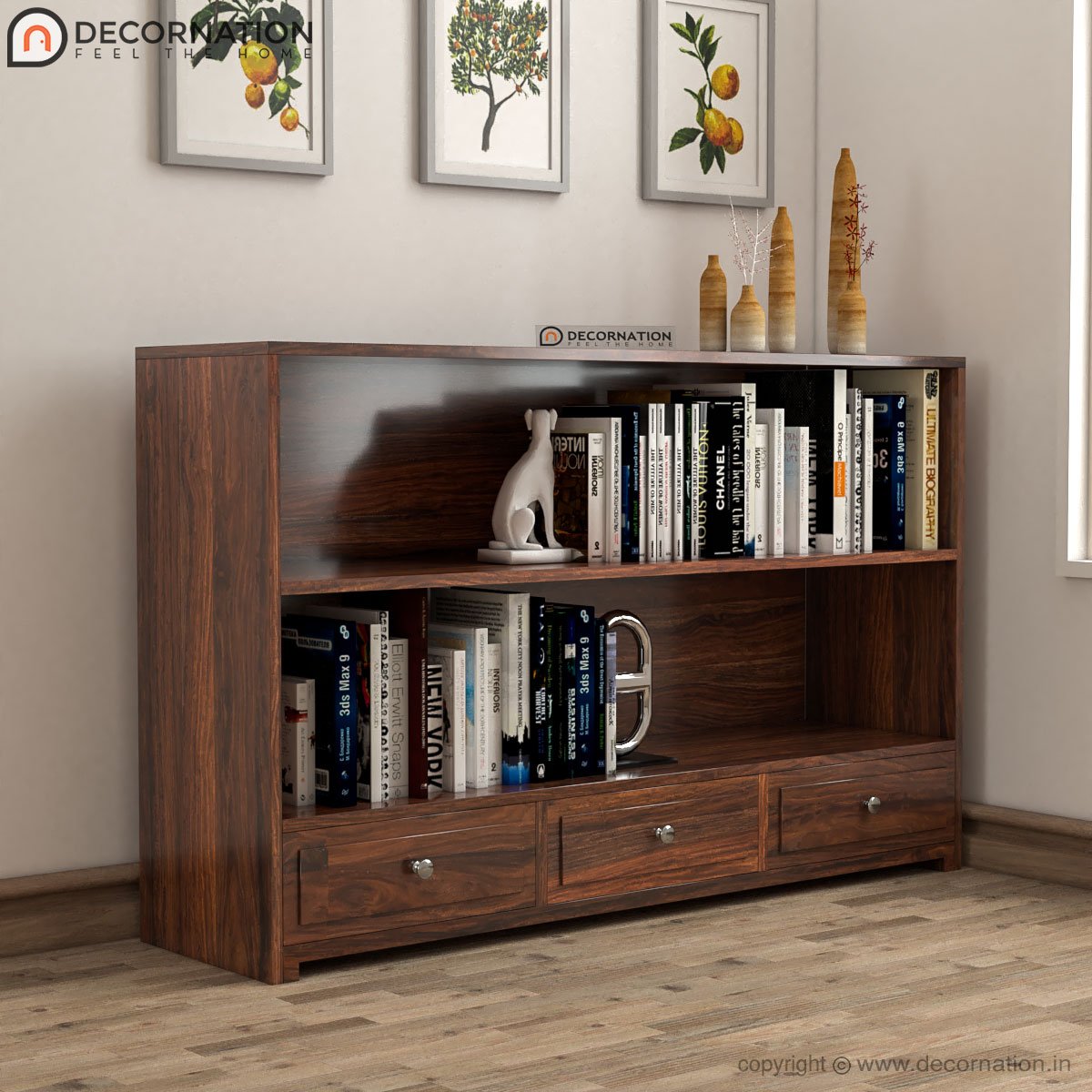 Ossana Wood Console Table with Storage – Brown