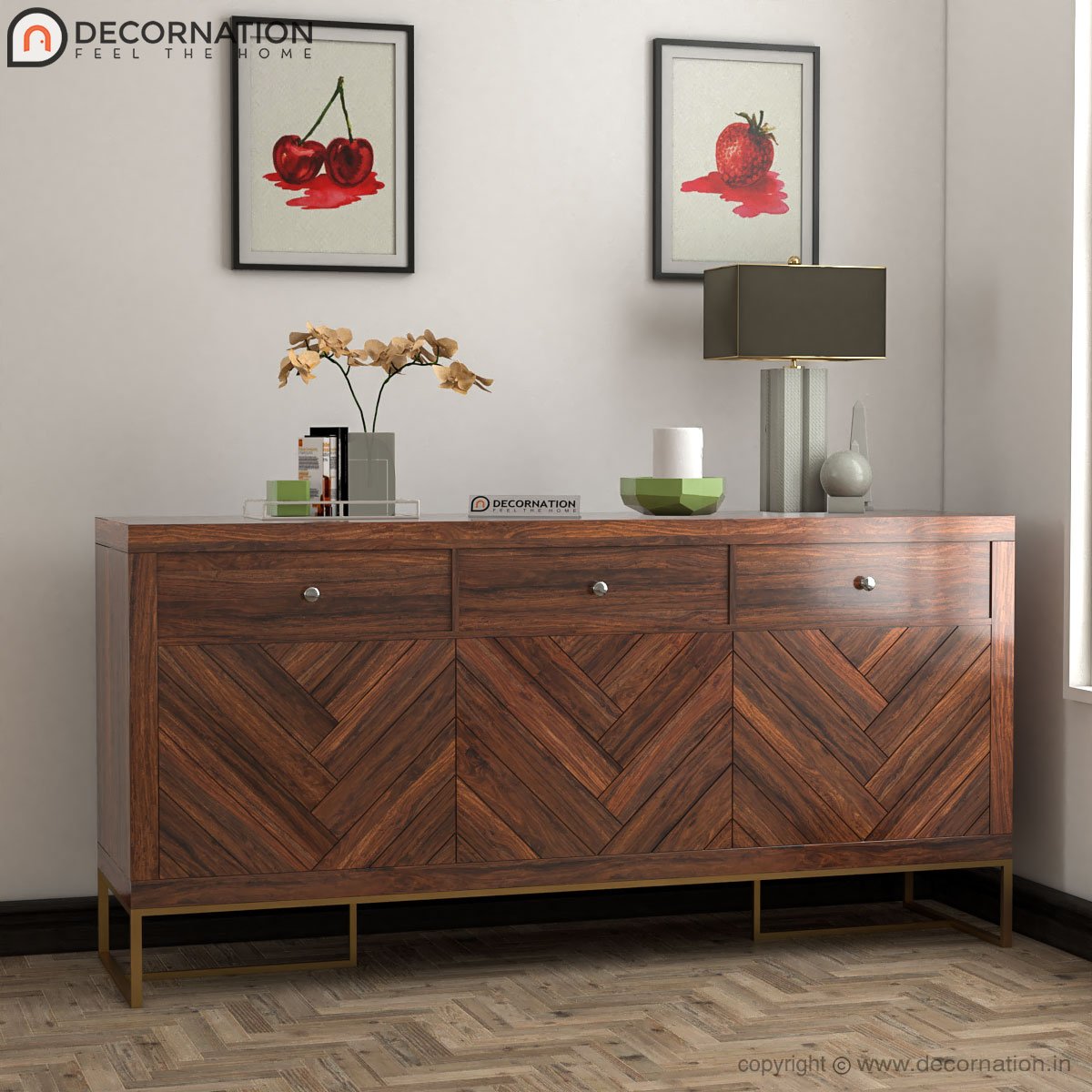 Evadn Wooden Storage 3 Drawers Console Table – Brown