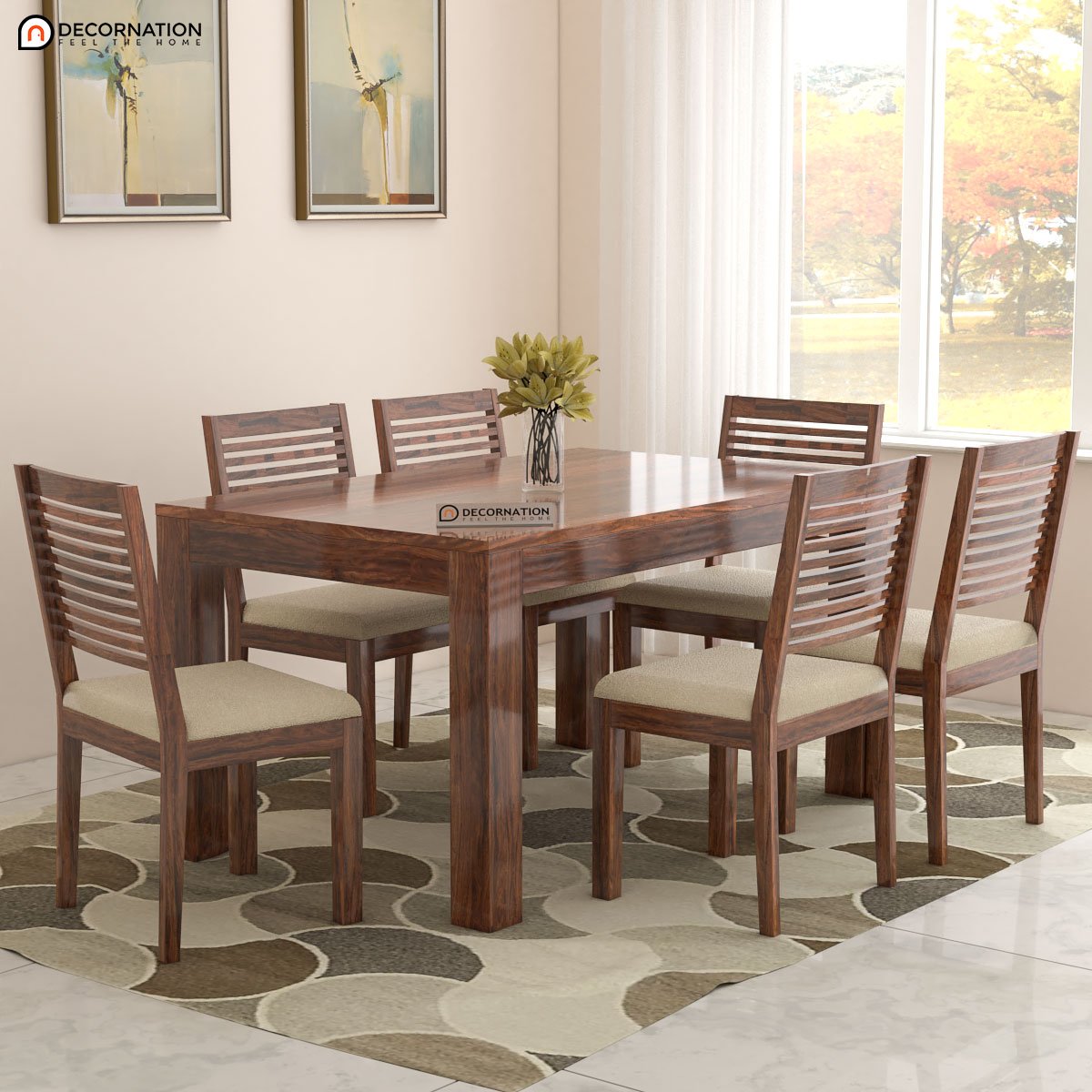 Blankenberge Wooden 6 Seater Dining Table Set
