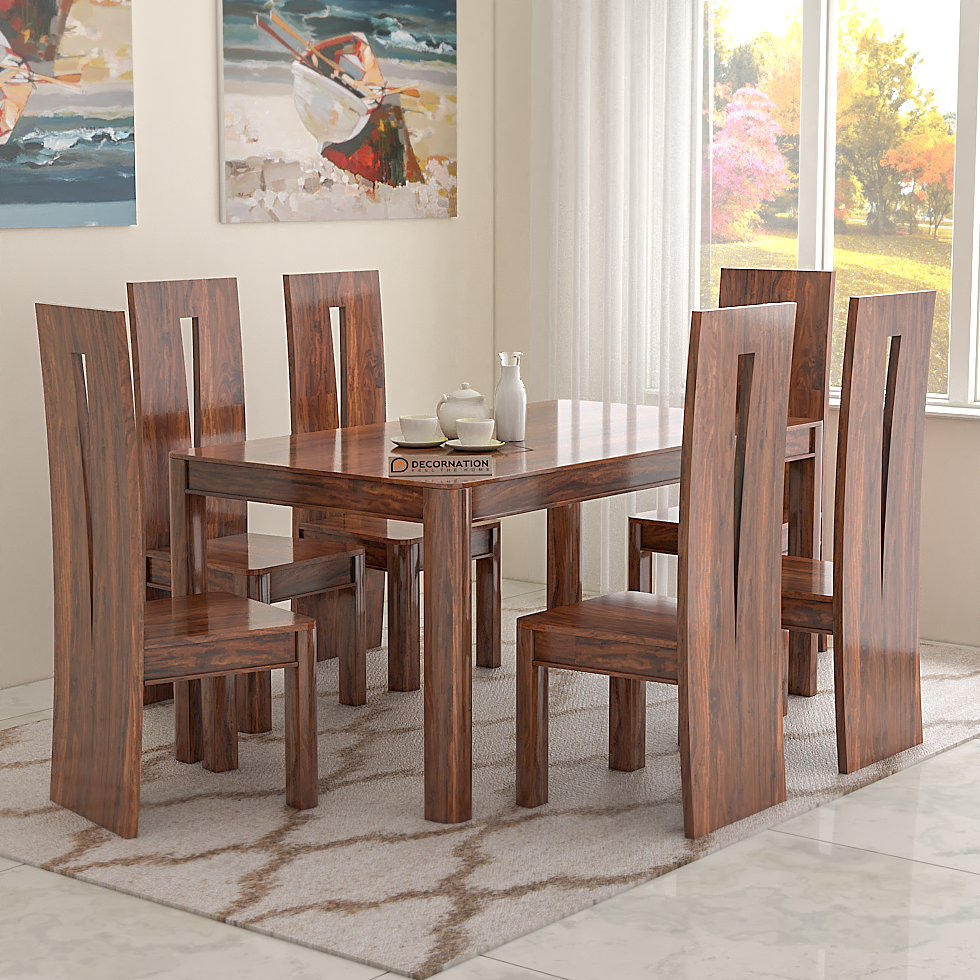 Charleroi Wooden 6 Seater Dining Table Set