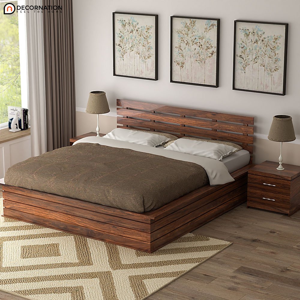 Eros Wood Storage Double Bed – Brown