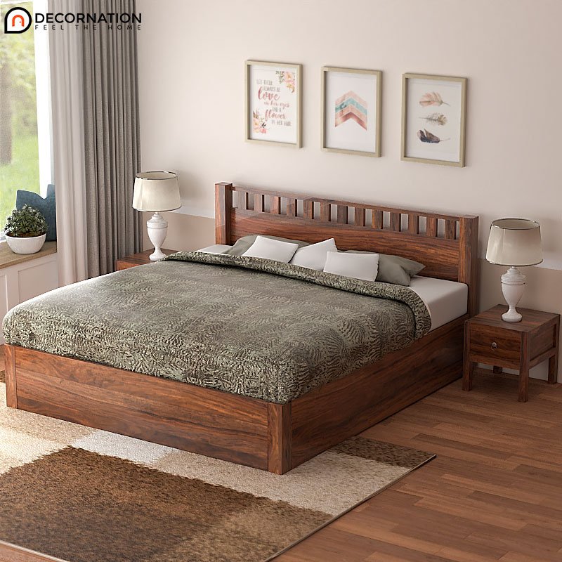 Arlon Wooden Storage Double Bed – Natural Finish