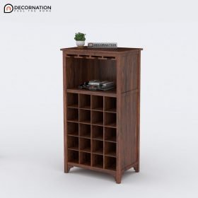 Agape Wooden Storage Bar Unit Cabinet - Brown - Image 2