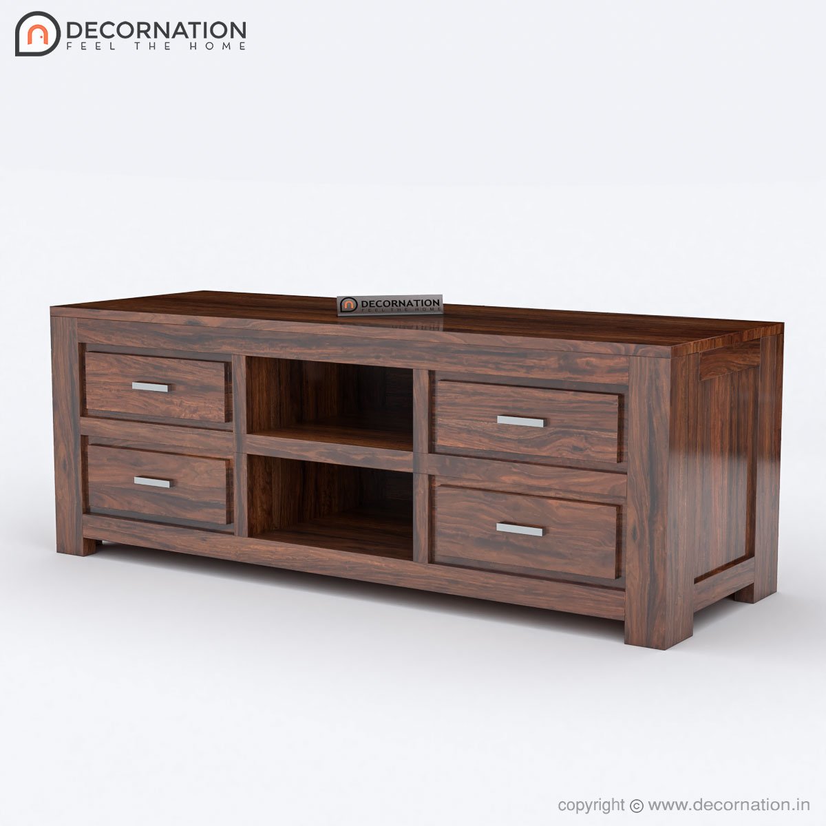 Orrin TV Table with 4 Drawers – Natural Finish