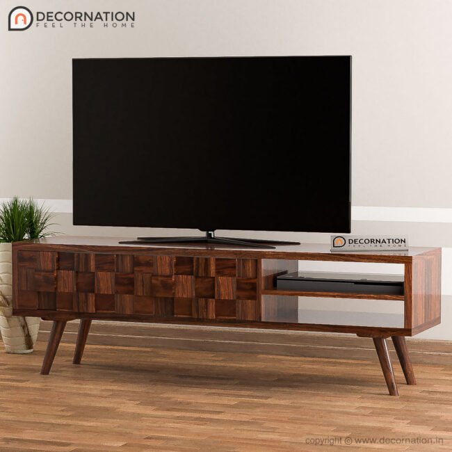 Tymon Wooden Storage TV Table - Brown