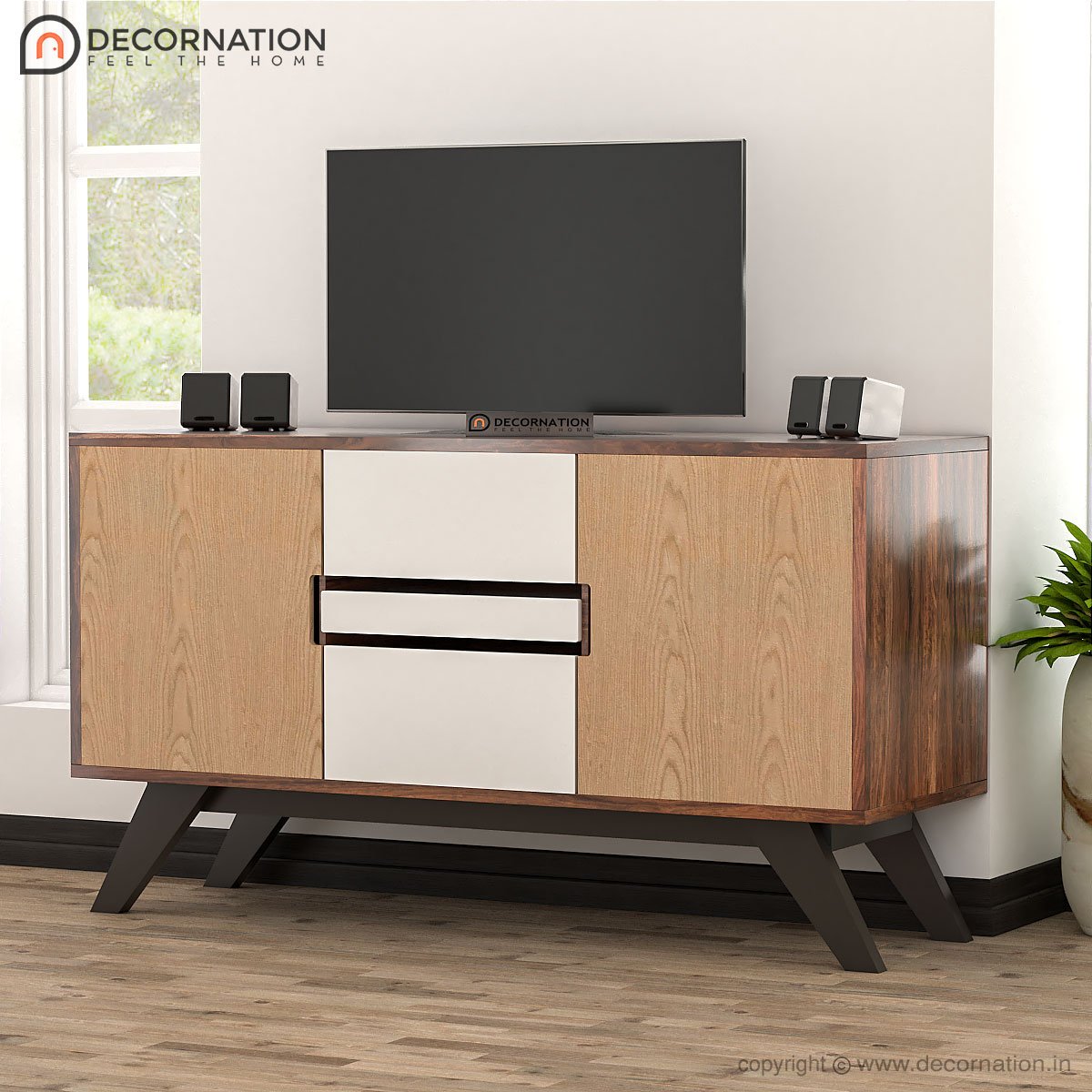 Dysis Wooden TV Stand With Storage – Brown
