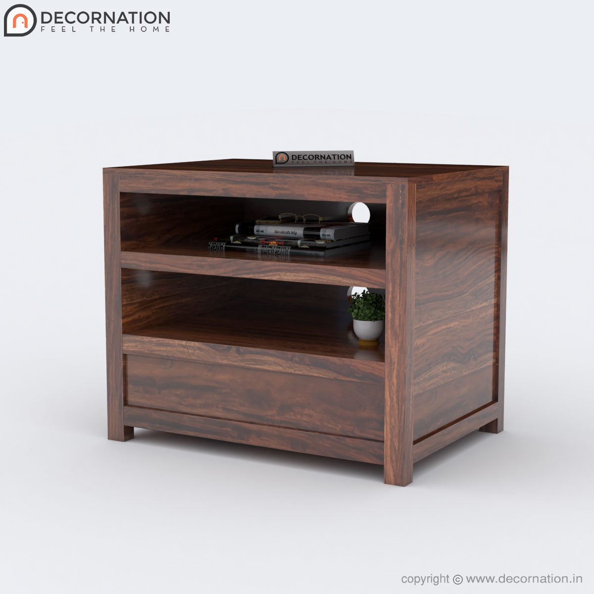 Eos Wooden Storage Livingroom TV Table – Dark Brown