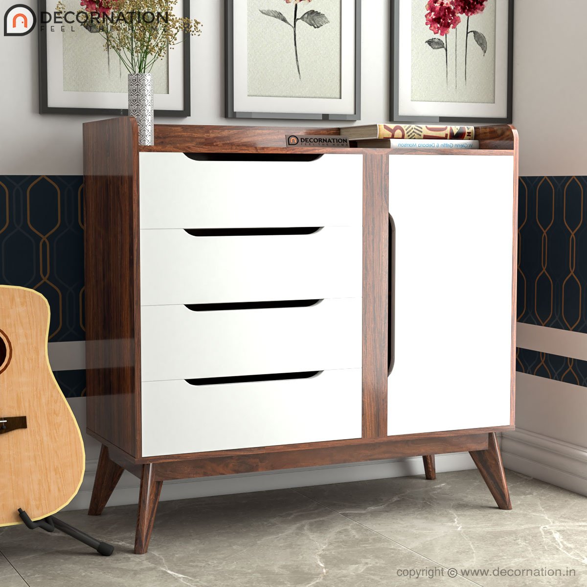 Dorrit Wooden Console Table with Cupboard Storage – White