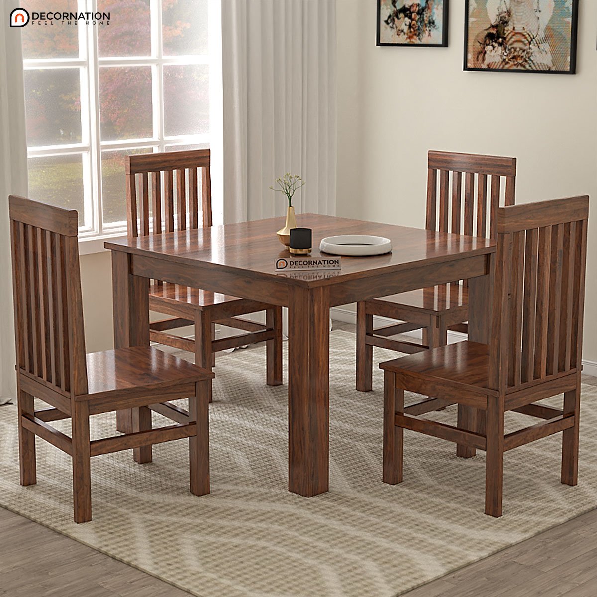 Bree Wooden 4 Seater Dining Table Set