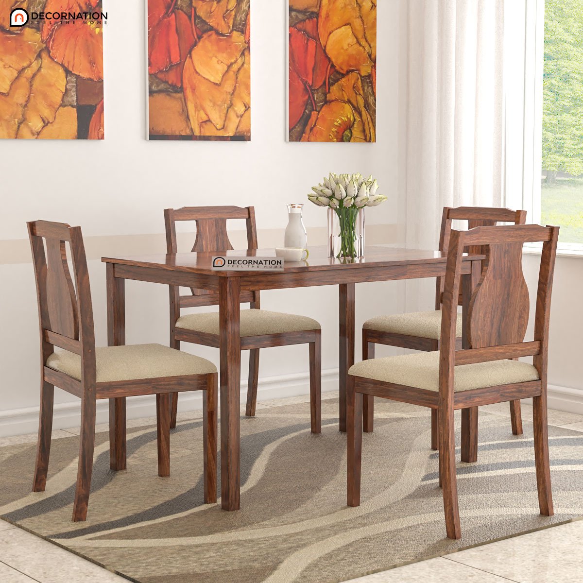 Chiny Wooden 4 Seater Dining Table Set