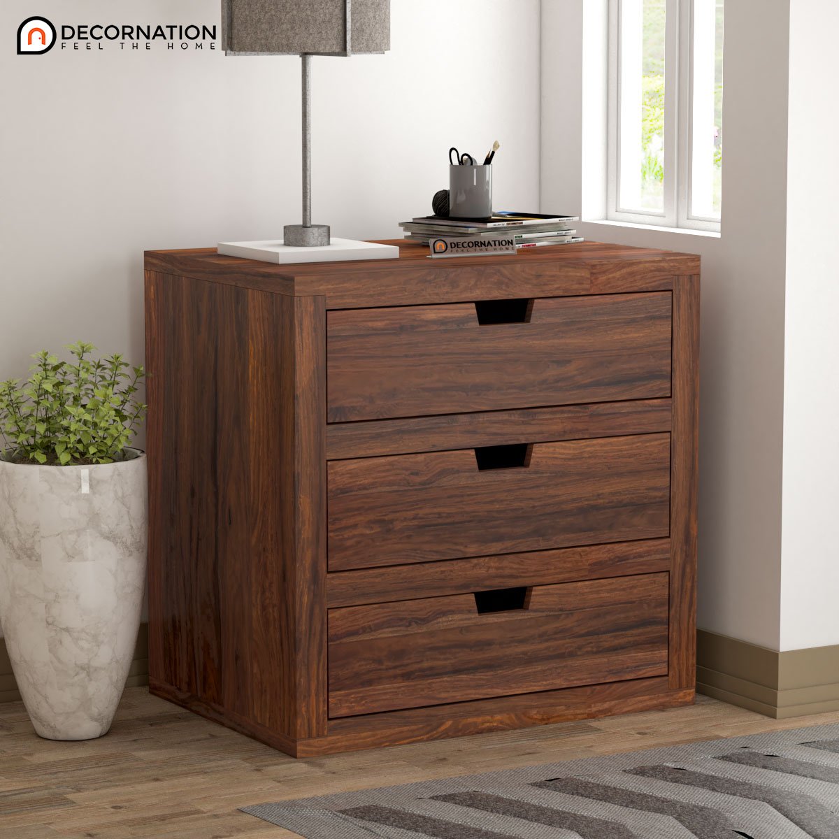 Jacey Wooden Drawer Storage Bedroom Chest of Drawers - Natural Finish -  Decornation
