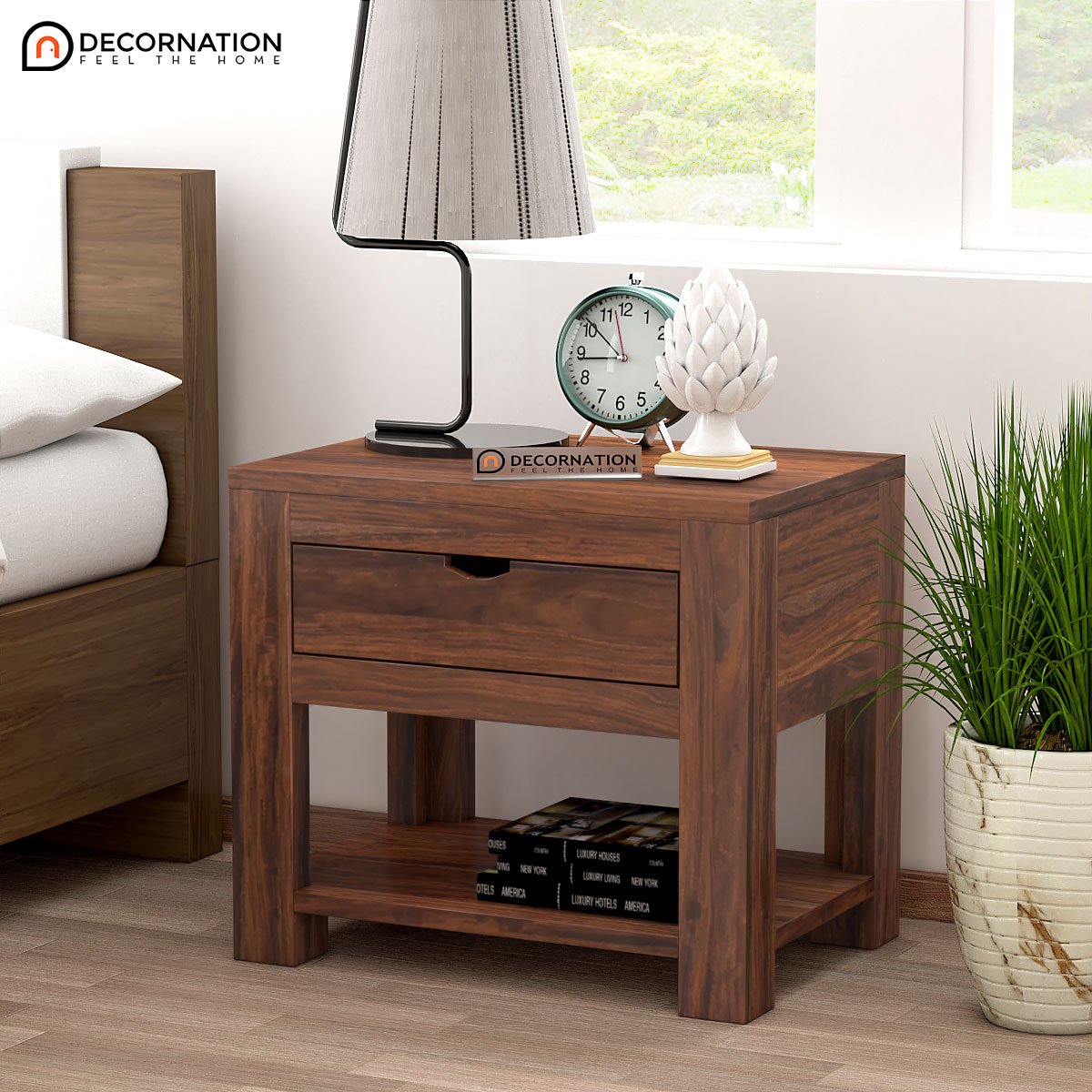 Galina Wooden Bedroom Side Table – Brown