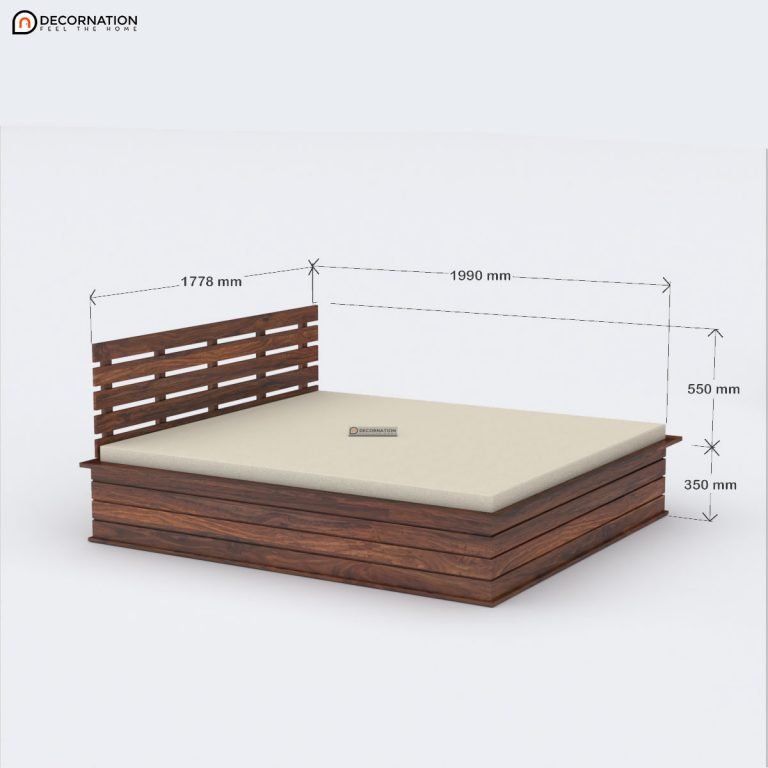 Eros Sheesham Wood Storage Double Bed Brown Decornation