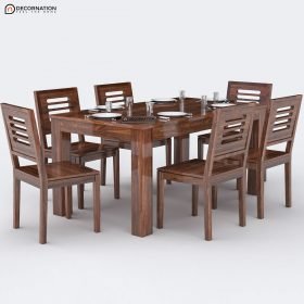 Bilzen Wooden 6 Seater Dining Table Set - Image 4
