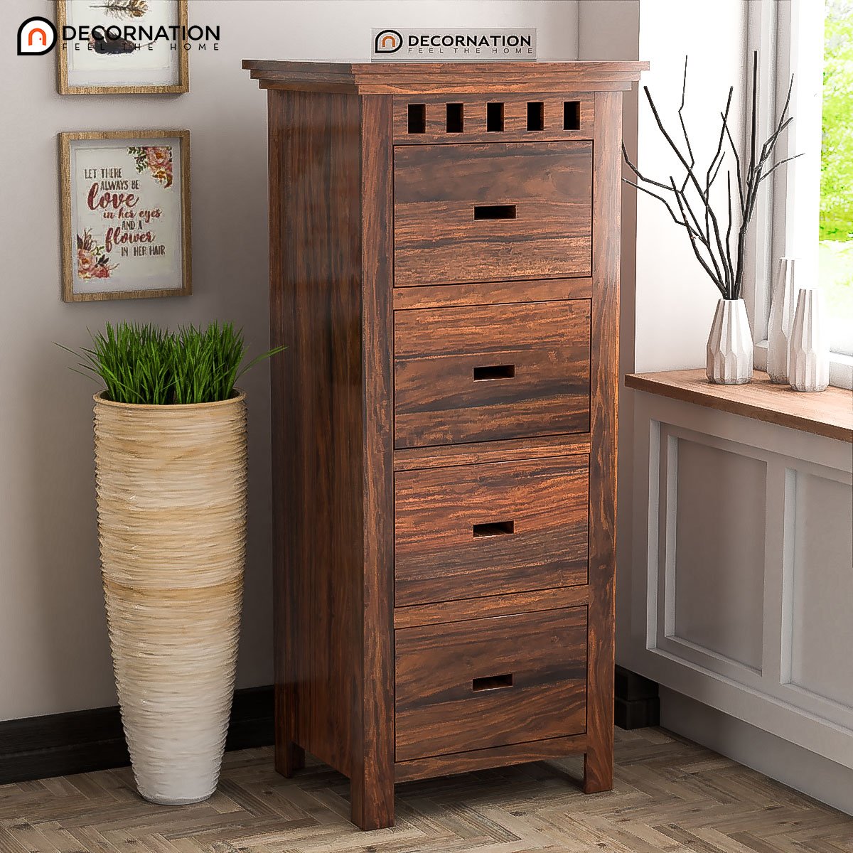 Paphos Wooden 4 Drawer Storage Cabinet