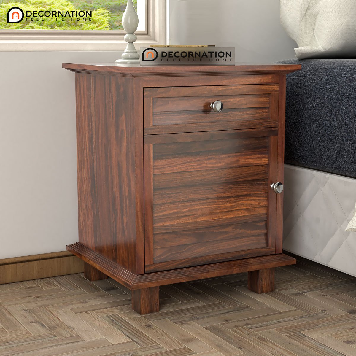 Llena Storage Wooden Side Table – Brown