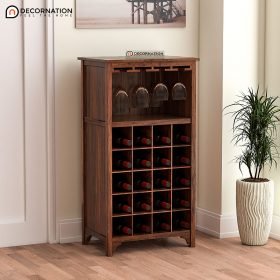 Agape Wooden Storage Bar Unit Cabinet - Brown