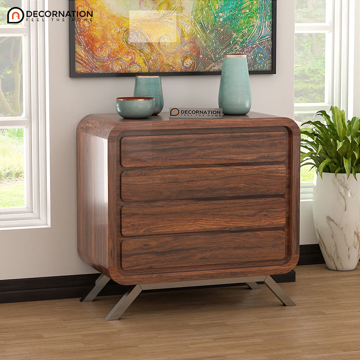 Prousa Solid Wood Livingroom Storage Cabinet – Brown