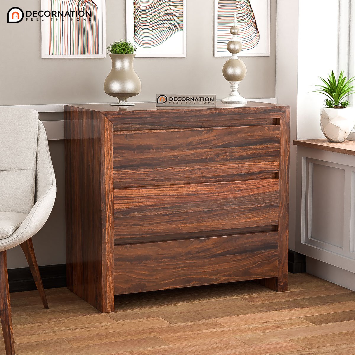 Larisa Wooden 3 Shelf Storage Cabinet – Brown