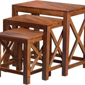 Spetses Wooden 3 Piece Nesting Table – Brown